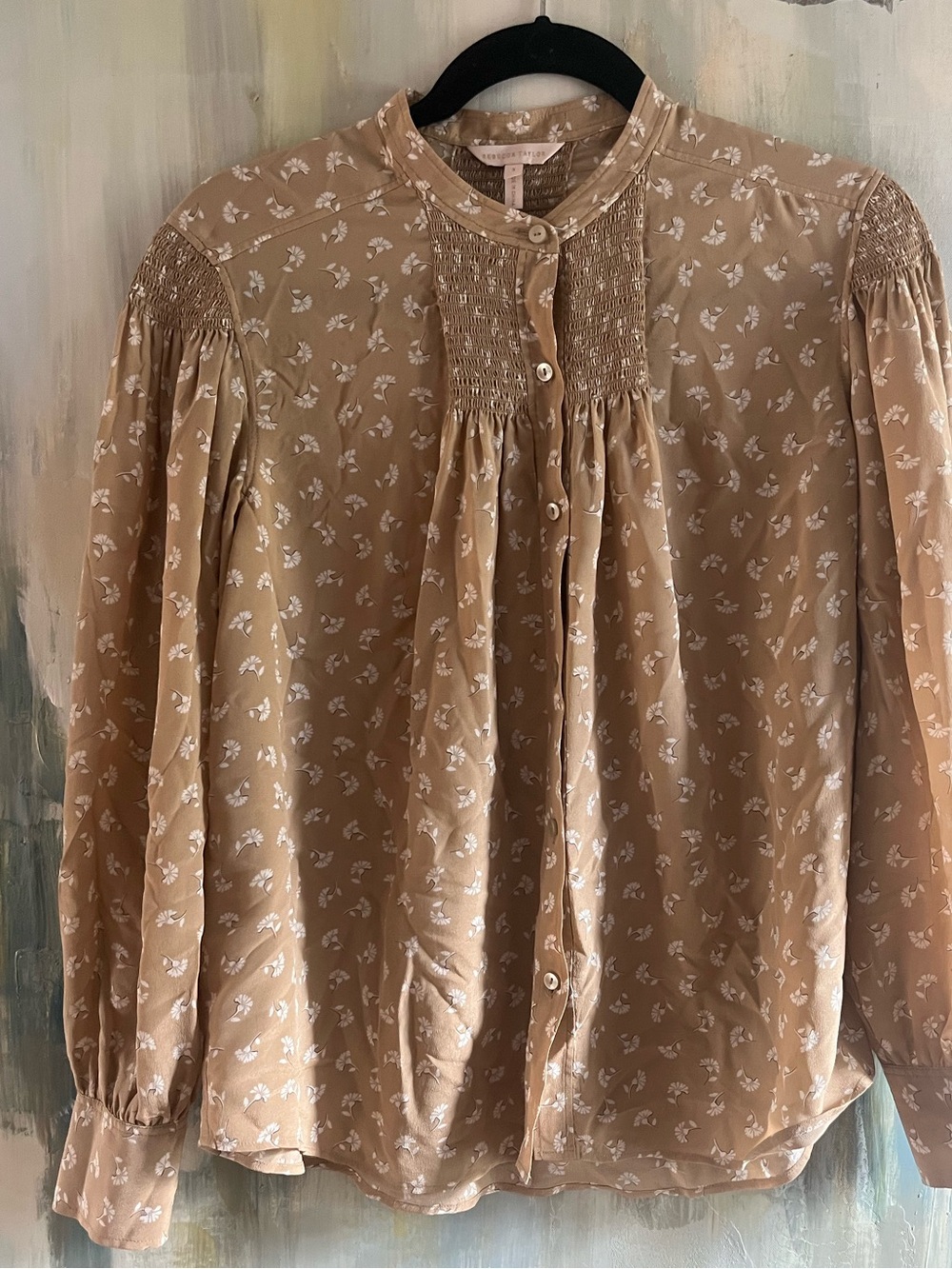 Rebecca Taylor Floral Smocked Blouse – Size Small